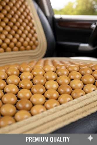 Wood Beaded Comfort Seat Cushion Seat Cover – Wooden Beaded Car Seat Cover – Natural Wood Double Strung Beads – Massage Comfort Car Chair Cushion– Universal SUV Auto Office Home - color: Natural