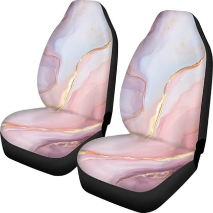 Pehede Car Seat Cover Gold Pink Marble Texture Front for Cars, Easy to Install Cover Set, Accessories Auto Trucks Van SUV,2 Packs - color: Multi14