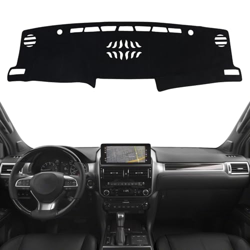 Dashboard Cover Mat for Lexus 2010-2022 GX GX460 GX400 Accessories Black Flannel Material Anti-Slip Dash Cover Mat Sunshade Glare UV Rays Protector - size: for Lexus 2010-2022 GX