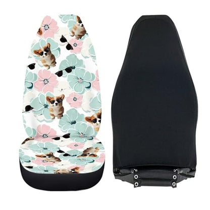 Funny Dog Flowers Car Seat Covers for Womens Mens Universal Auto Front Seats Protector Fits for Car,SUV,Van, Truck - color: Funny Dog Flowers 86