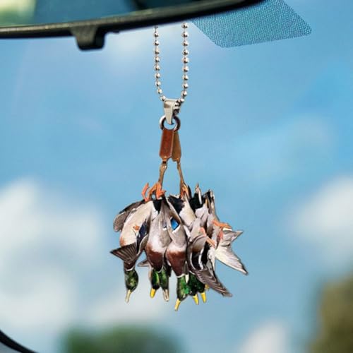 Car Rear View Mirror Pendant, Acrylic Christmas Tree Hanging Ornament, Animal 2D Flat Car Rear View Mirror Charm, Car Interior Accessories Decoration Presents for Window Wall (Mallard) - color: Mallard