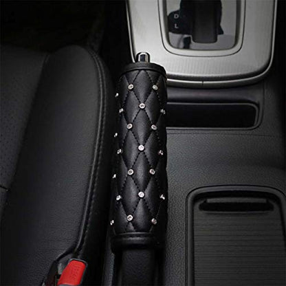 5pcs/Set Bling Bling Car Seat Belt Covers & Diamond Gear Shift Knob Cover & Crystal Handbrake Cover Set Diamond Auto Interior Decor Accessories for Women (5pcs/Set - Full Crystal)