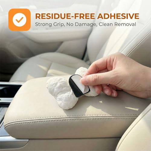 2PCS Car Mini Hooks, Multifunctional Self-Adhesive Car Dashboard Storage Hook, Universal Hanging Auto Interior Backseat Hanger Decoration Accessories for Key Cable Mask Earphone (White)