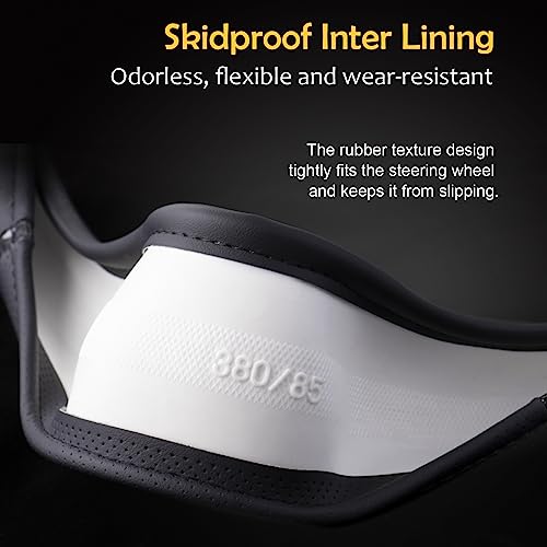 Car Steering Wheel Cover Black, 14-14.5 inch Steering Wheel Covers with Coasters Microfiber Leather Carbon Fiber Breathable Anti-Slip Durable Universal Auto Steering Wheel Protective - color: black02, size: Small