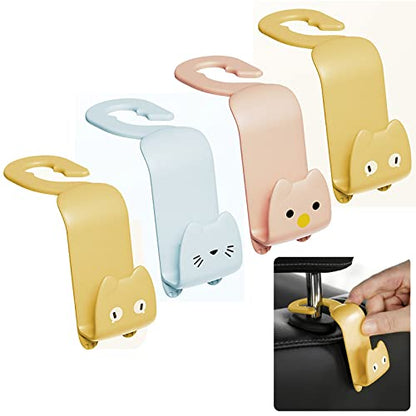 Fashion Car Seat Back Organizers, 4 Pack Universal Headrest Hooks, Bag Holder, Automobile Seat Back Hanger for Purse Bags and Coats (Random Color)
