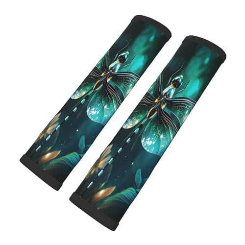 Glitter Dragonfly 2 Pcs Car Seat Belt Covers Soft Safety Aotomotive Seat Belt Pads Seatbelt Backpack Shoulder Strap Covers Cushion for Vehicle Cars