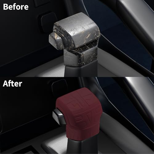 Compatible with Toyota Tundra/Sequoia 2022-2026 with Tacoma 2024 2025 2026,Gear Shift Knob Cover,Protection Cover,Shifter Gear Hand Brake Trim Cover(Mecha Pattern Design) (Red)