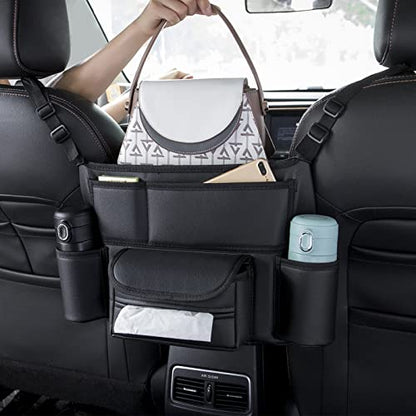 Car Organizers and Storage, Leather Car Storage Pocket Between Seats Back Seat Hanging Bag Purse Holder Large Capacity Automotive Consoles & Organizers