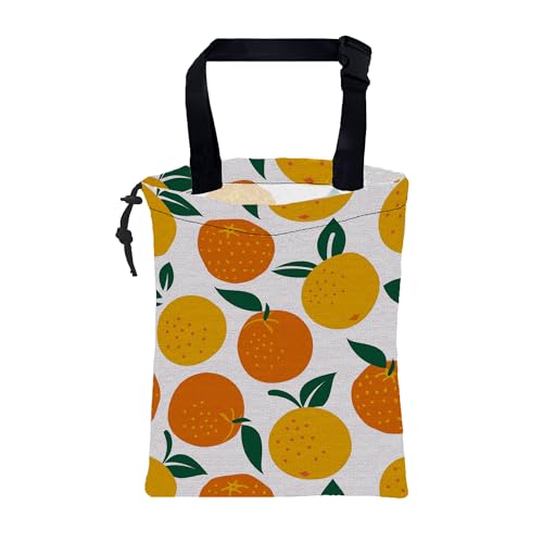 Car Garbage Bag Cartoon Oranges Fruits Hanging Canvas Car Trash Bag Waterproof Drawstring Car Back Seat Organizer for Car Back Front Seat Console with Adjustable Buckle - color: Cartoon Oranges Fruits