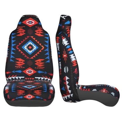 Western Car Seat Covers Abstract Geometry Ethnic Front Auto Seat Cover Navajo Southwest Car Bucket Seats Protector Covers Universal fit for SUV Sedan Van Trucks, Black - color: Western