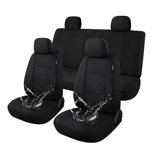 Waterproof Car Seat Covers Full Set, Neoprene Seat Covers for Cars, Universal Fit Interior Covers for Most Cars Sedan Van Truck SUV(Black) - color: Black, size: Full Set