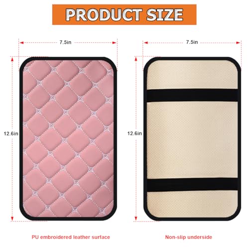HZEL Car Center Console Cushion Pad, PU Leather Vehicle Armrest Protection Cover, Waterproof Automotive Interior Arm Rest Seat Box Mat Accessories, Universal for SUV, Sedan, Truck (Pink) - color: Pink