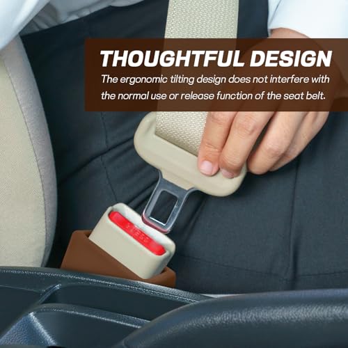 2PCS Car Seat Belt Buckle Holder, Easy Access Silicone Auto Seatbelt Buckle Booster, Seat Belt Buckles Fixer Cover Makes Receptacle Stand Upright Buckling for Kids, Car Accessories (Coffee) - color: Coffee