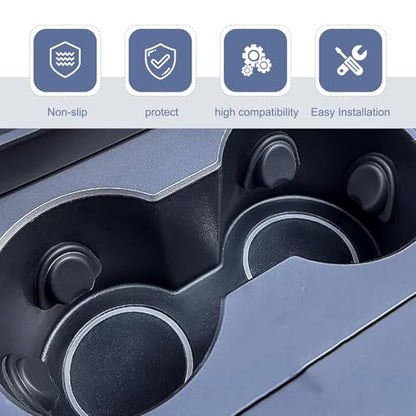 6 PCS Upgrade Car Cup Holder Insert Position Limiter, Anti-shake Silicone Car Water Bottle Stabilizer, Self-adhesive Automotive Cup Holders Pad, for Most Cars (Black)