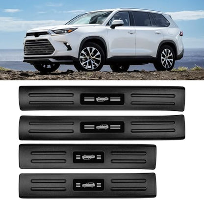 BIBLOZ ABS Material Door Sill Protector Compatible with Toyota Grand Highlander (Include Hybrid) LE/XLE/Limited/Platinum Accessories 2024 2025 2026 Door Sill Guards Trim(Not for Highlander)