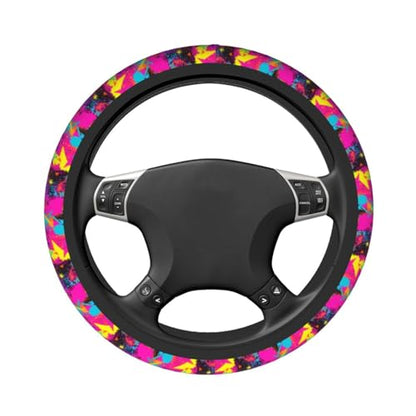 Retro 80s 90s Steering Wheel Covers Non Slip Neoprene Universal 15 Inch Steering Wheel Protector Car Cover for Men Women - color: 80s 90s
