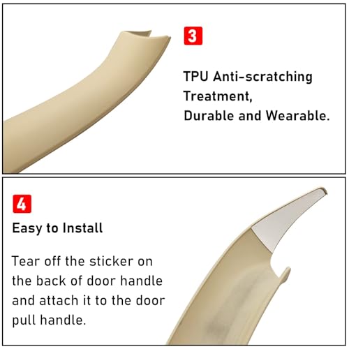 Jaronx Compatible with BMW X3 F25/X4 F26 Door Handle Covers,3PCS Interior Door Pull Handle Covers for BMW X3 F25 2010-2016, X4 F26 2014-2017, Left and Right Side (Beige) - color: Beige, size: 3 Pieces