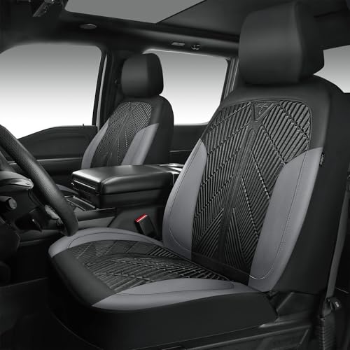 CAR PASS Waterproof Black Gray Car Seat Covers Front Seat Covers Neoprene Wetsuit,All-Weather Non-Slip Durable,Universal Fit for SUV Sedans Trucks Van Automotive,Airbag Compatible,3D Emboss Black Gray - color: Black and Gray, size: Two Front