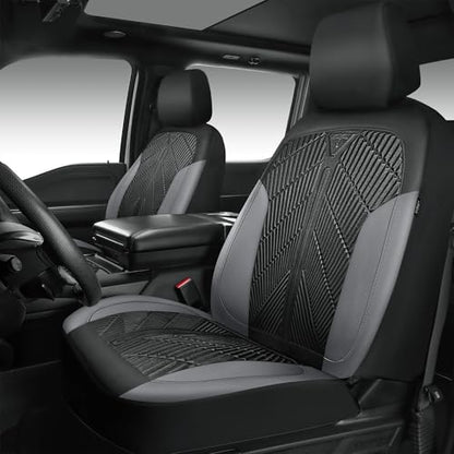 CAR PASS Waterproof Black Gray Car Seat Covers Front Seat Covers Neoprene Wetsuit,All-Weather Non-Slip Durable,Universal Fit for SUV Sedans Trucks Van Automotive,Airbag Compatible,3D Emboss Black Gray - color: Black and Gray, size: Two Front