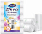 Teivio 0.5 Gallon Mini 12" x 15" Trash Bags, Tiny Bathroom Garbage Can Liners, Small Plastic Bags for Desktop Trash Bin/Dog/Poop Car, Fit 2 Liters or Less Can (276 Counts, Clear)