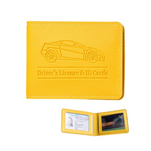 Car Registration Insurance Holder, Vehicle Document Glove Box Organizer, Small Automotive Interior Comparment Driver License Case Accessories for Men Women, Universal Fit (Yellow) - color: Yellow