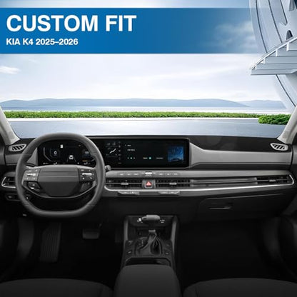 KUST Black Dash Cover for Kia K4 2025-2026 Left Hand Drving Dash Carpet Polyester Non-Slip Dash Protector Interior Accessories for K4 Custom Fit Dash Mat Sunshade Windshield Glare - size: For K4 25-26