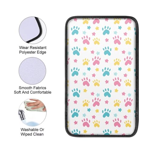 UNICEU Dog Paw Star Print Auto Center Console Armrest Pad Universal Fit Armrest Seat Box Cover Protector Car Armrest Cover for SUV Truck Vehicle - color: Dog Paw Star