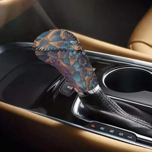 AFPANQZ Handbrake Cover & Shift Gear Knob Cover Bohemian Flower Universal Gear Stick Case Sleeve Non-Slip Soft Fit Most Cars Sedan SUV Van Truck Universal - color: Bohemian Flower