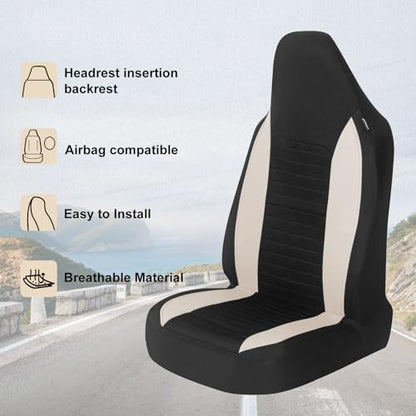 Car Seat Covers - Bucket Seat Cover Seat Achieve The Perfect Combination of Style and Protection with Universal Fit Seat Covers for Sedan, Truck, SUV(Black Beige)…