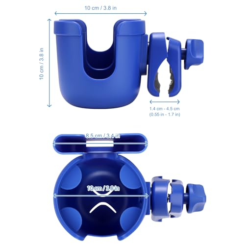 Accmor Stroller Cup Holder with Phone Holder, Bike Cup Holder, Universal Cup Holder for Uppababy Nuna Doona Strollers, 2-in-1 Cup Holder for Walker, Wheelchair, Scooter - color: All Dark Blue