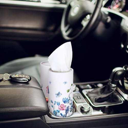 Fourluoo 12 Pack Spring Wildflower Cylinder Tissues for Car Floral Round Cylinder Holder with 3 Ply Facial Tissues for Spring Travel Home Bathroom Office Accessories - style: Mixed Flower