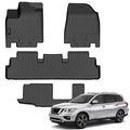Auxko All Weather Floor Mats Fit for Nissan Pathfinder 2022-2025 2026(8 Seaters) / Infiniti QX60 (7 Seaters) TPE Rubber Liners Set All Season Guard Odorless Anti-Slip Floor Mats - size: 1) pathfinder 8p & qx60 7p|2022-2026|floor mats B