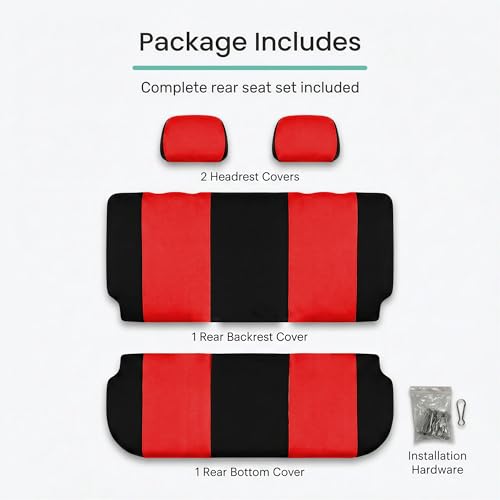 FH Group Universal Solid Bench Car Seat Cover fits Detachable Headrests– Universal Fit for Cars Trucks & SUVs (Red/Black) - color: Red