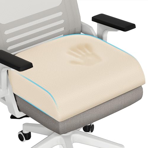TranquilRelax 2XL Seat Cushion, Memory Foam Cushion for Long Sitting Hours on Office Chair, Car Seat, Non-Slip Chair Pad for Sciatica, Coccyx, Tailbone Pain Relief & Post-Surgery Recovery (Khaki) - color: Khaki, size: 2XL-Large