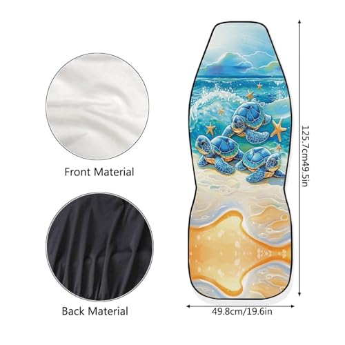 INSTANTARTS Turtle Starfish Car Seat Covers 2 Piece – Easy-to-Install Polyester Front Seat Protectors, Universal Fit for Most Cars SUVs Trucks - color: Beach Turtle Starfish
