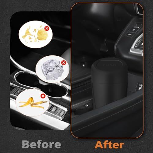 Car Trash Can with Lid, Leakproof Garbage Can with 40 Attached Trash Bags, Mini Essential Car Accessories for Interior for Car, Home, Office (Black) - color: Black