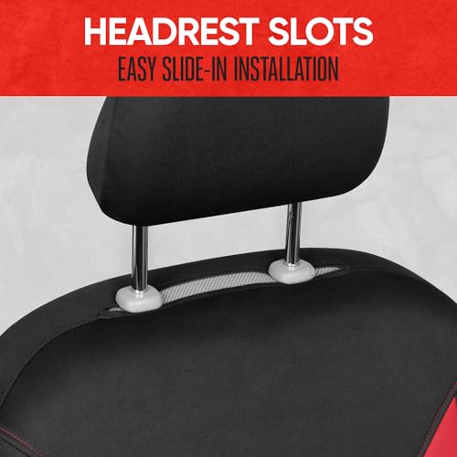 Motor Trend SpillGuard 2 Red Seat Covers for Cars & Seat Covers for Trucks - Neoprene Lining Waterproof Car Seat Covers Front Seats Only - SUV Seat Covers Protector - Forros para Asientos de Carro - color: Red, size: Front Seat Covers