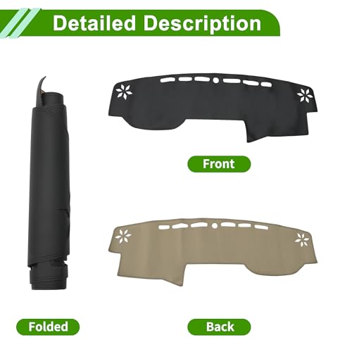 Leather Dashboard Cover for Toyota 4Runner 2010-2024 Dashboard Mat Anti-Slip Sun UV Heat Shield Protection Black 1 Pcs