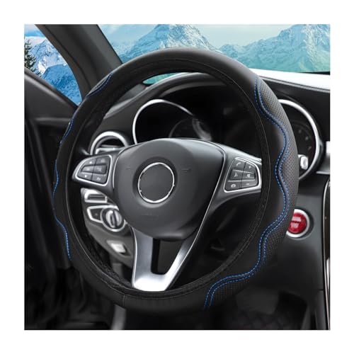 zipelo Elastic Stretch Steering Wheel Cover, Microfiber Breathable Ice Silk, Universal 15 Inch Anti-Slip Car Steering Wheel Protector, Warm in Winter and Cool in Summer for Women (Style2-Black/Blue) - color: Style2-Black/Blue