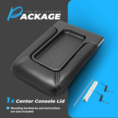 ECOTRIC Center Console Lid Compatible with 1999-2007 Chevy Silverado Tahoe Avalanche Suburban GMC Sierra Yukon Escalade Replacement for 19127364 19127365 19127366 Black