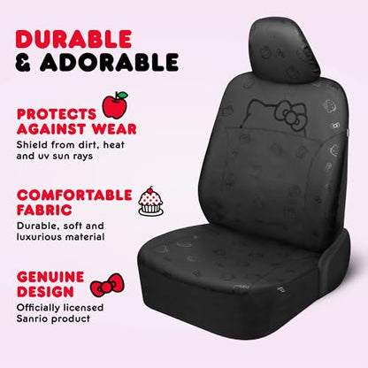 Carbella Hello Kitty Car Seat Covers - Cute Front Seat Covers, PU Leather Seat Covers for Cars, SUV, Van, Trucks, Hello Kitty Car Accessories 2pc Black - color: Seat Covers Leather-Black, style: Hello Kitty
