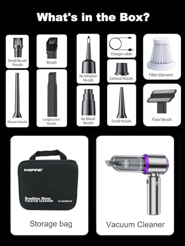 Vacuum/Air Duster 80,000RPM Super Power Mini Car Vacuum Cleaner 4-in-1 air Blower Gun Air Duster & Air Blower & Pump Hand Electric air Duster Handheld dust Blower Blower Cordless (Purple)