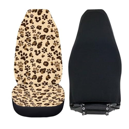 Brown Dog Paw Car Seat Covers Front Set – 2 Front Seat Covers for Cars, Breathable&Washable Car Seat Cover Set, Automotive Interior for Auto Trucks Van SUV - color: Brown Dog Paw