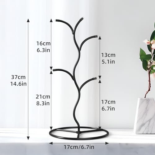 Beesini 2 Pack Mug Holder, Metal Coffee Mug Holders Tree, Decorative Mug Rack, Mug Cup Tree for Kitchen Decor Organizer, Black
