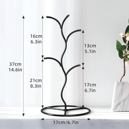 Beesini 2 Pack Mug Holder, Metal Coffee Mug Holders Tree, Decorative Mug Rack, Mug Cup Tree for Kitchen Decor Organizer, Black