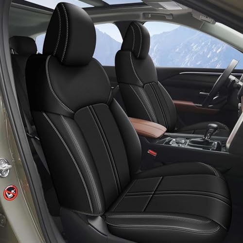 AOMSAZTO Custom Fit Seat Covers for Mazda CX50 2023 2024 2025 CX30 Car Seat Covers Full Set Black Faux Leather Compatible Airbag （New - CX50） - color: Black, size: CX-50 2023-2025