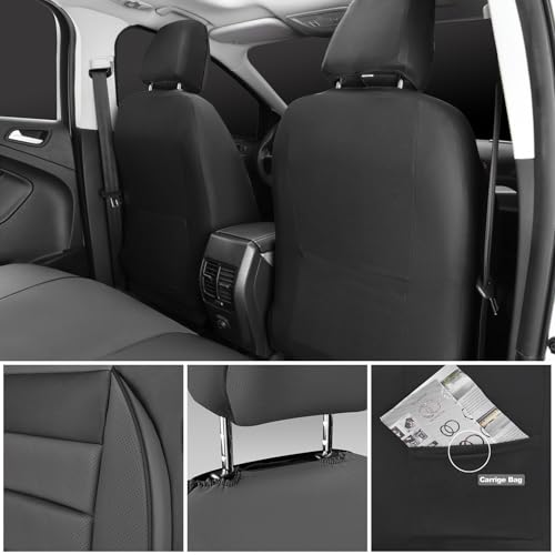CAR PASS Car Seat Covers Front Seats Only, Universal Fit Automotive Interior Waterproof 3D Foam Back Support Car Seat Covers for Trucks Vans and SUVs Airbag compatible 2 Pieces black gray grey - color: Gray Two Front