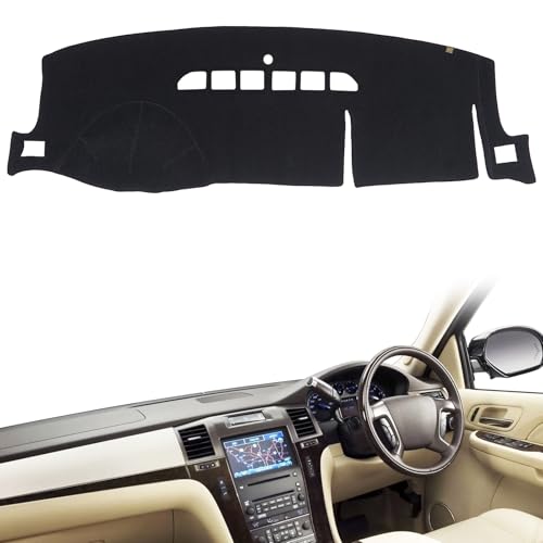 AUQDD Dashboard Cover Mat Fit for 2007 2008 2009 2010 2011 2012 2013 2014 Ca-dillac Escalade, Black Flannel Dash Mat, Anti-Glare, Anti-Reflection, No Peculiar Smell - Only Fit for Left Hand Drive - color: Black, size: Fit For 07-14 Ca-dillac Escalade