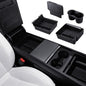 Motrobe 4PCS 2026 Center Console Organizer Tray for Tesla Model Y Juniper (Only Premium & Performance 2025/2026) Model 3 Highland (Standard, Premium & Performance 2024/25/26) Accessories - size: 4PCS Console Tray(Model Y Juniper & 3 Highland)