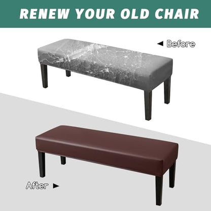 FUANGUI PU Waterproof Bench Cover, Stretch Dining Bench Cover for bedrooms, Living Rooms, Kitchens, Protector Chair Bench Piano Bench Seat Covers Stool Slipcover Removable, Washable - Coffee - color: Pu Coffee